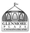 Logo for Glenmore Plaza, Catalina Island, showing a domed pavilion with arches and a flag, with the name below.